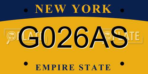 G026AS New York License Plate