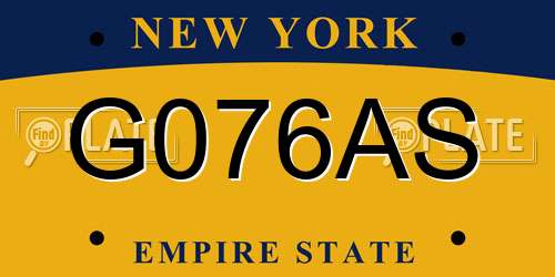 G076AS New York License Plate