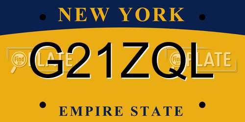 G21ZQL New York License Plate