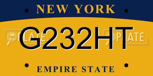 G232HT New York License Plate