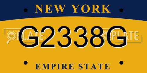 G2338G New York License Plate
