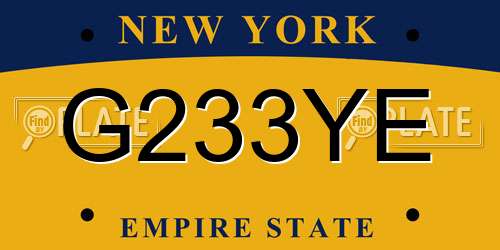 G233YE New York License Plate