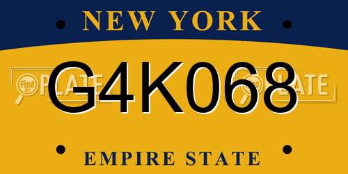 G4K068 New York License Plate