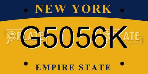 G5056K New York License Plate