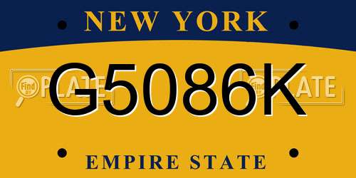 G5086K New York License Plate