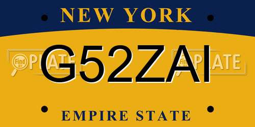 G52ZAI New York License Plate