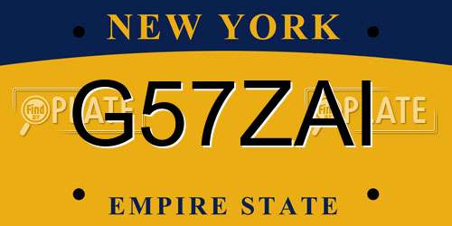 G57ZAI New York License Plate
