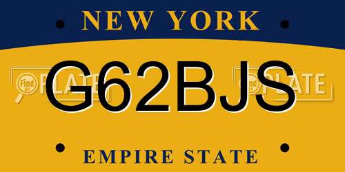 G62BJS New York License Plate