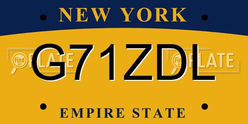 G71ZDL New York License Plate