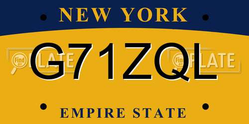 G71ZQL New York License Plate