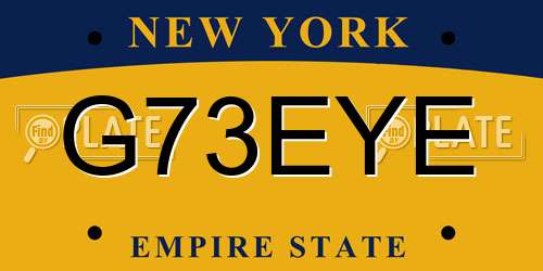 G73EYE New York License Plate
