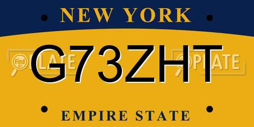 G73ZHT New York License Plate