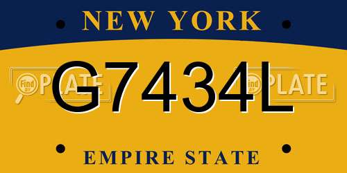 G7434L New York License Plate