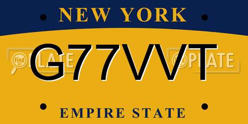 G77VVT New York License Plate