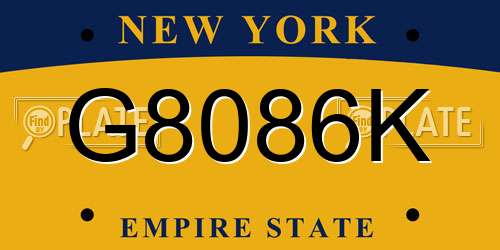 G8086K New York License Plate
