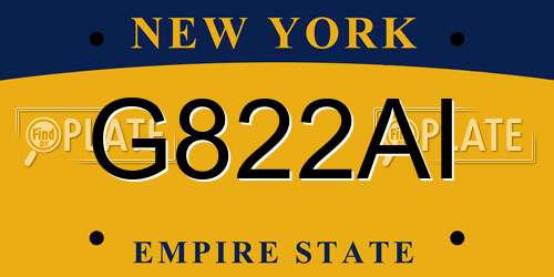 G822AI New York License Plate