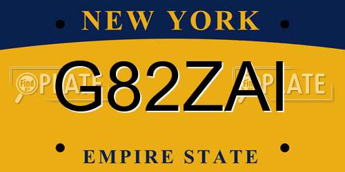 G82ZAI New York License Plate