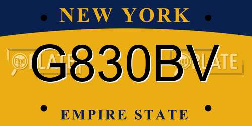 G830BV New York License Plate