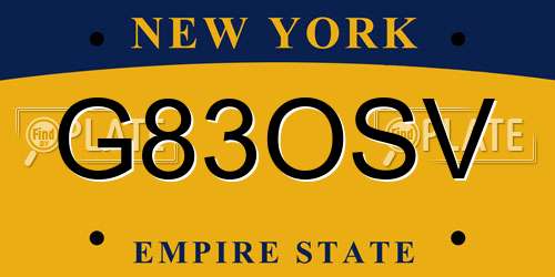 G83OSV New York License Plate