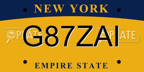 G87ZAI New York License Plate