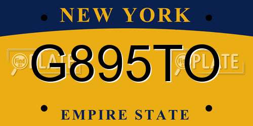 G895TO New York License Plate