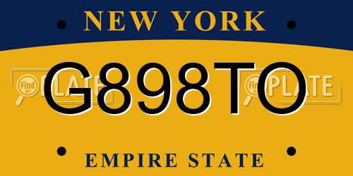 G898TO New York License Plate