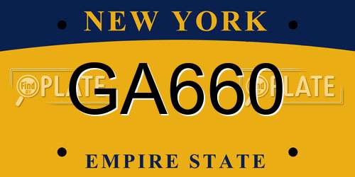 GA660 New York License Plate