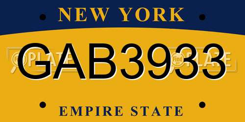 GAB3933 New York License Plate