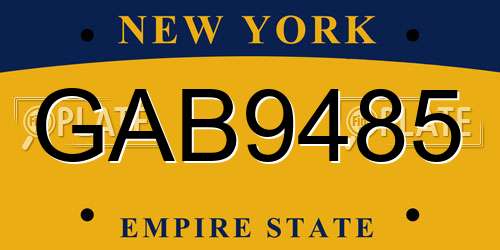 GAB9485 New York License Plate