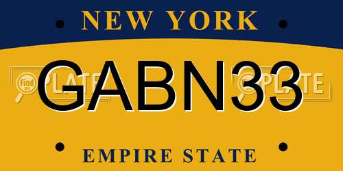 GABN33 New York License Plate