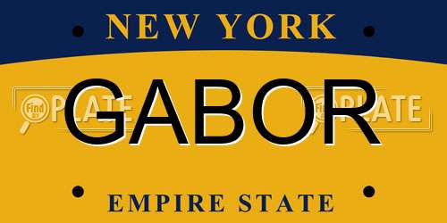 GABOR New York License Plate