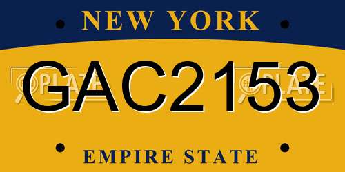 GAC2153 New York License Plate