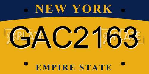 GAC2163 New York License Plate