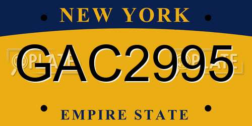 GAC2995 New York License Plate
