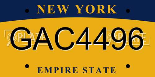 GAC4496 New York License Plate