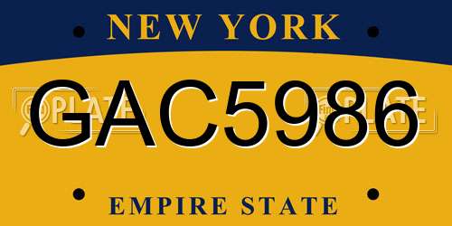 GAC5986 New York License Plate