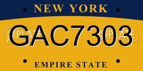 GAC7303 New York License Plate