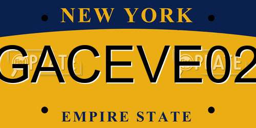 GACEVE02 New York License Plate