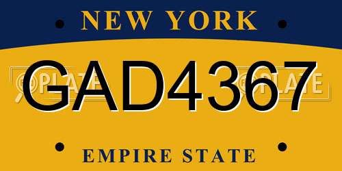 GAD4367 New York License Plate