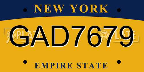 GAD7679 New York License Plate
