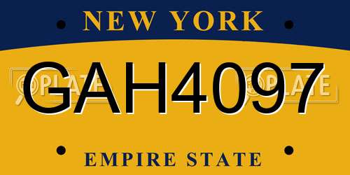 GAH4097 New York License Plate