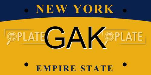 GAK New York License Plate