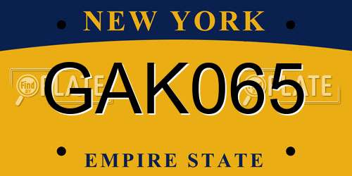 GAK065 New York License Plate
