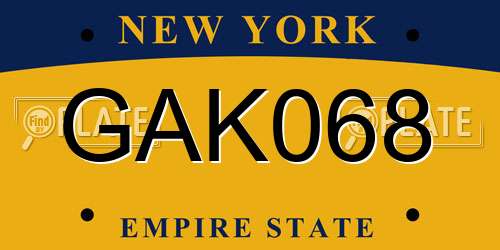 GAK068 New York License Plate