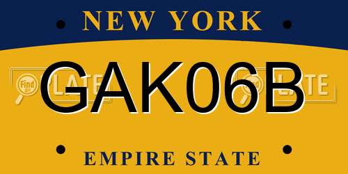 GAK06B New York License Plate