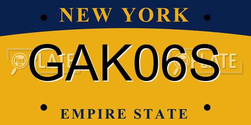 GAK06S New York License Plate