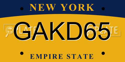 GAKD65 New York License Plate