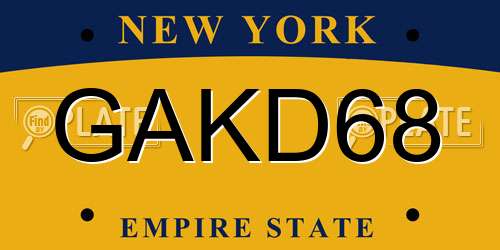 GAKD68 New York License Plate