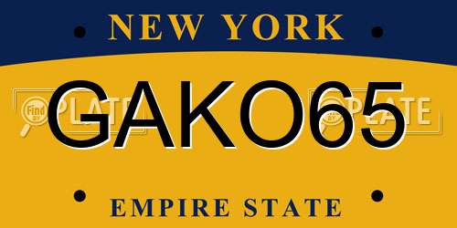 GAKO65 New York License Plate