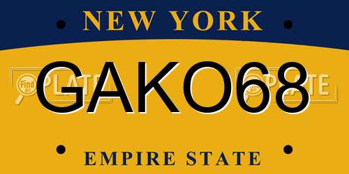 GAKO68 New York License Plate